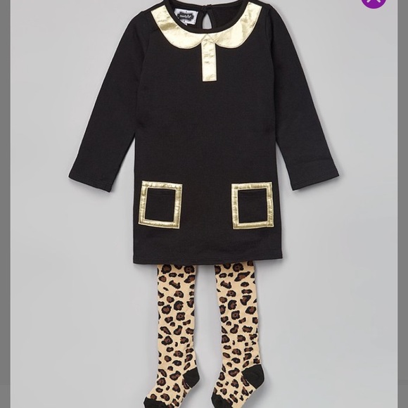 Mud Pie Tunic with Leopard tights 3T - Picture 2 of 4